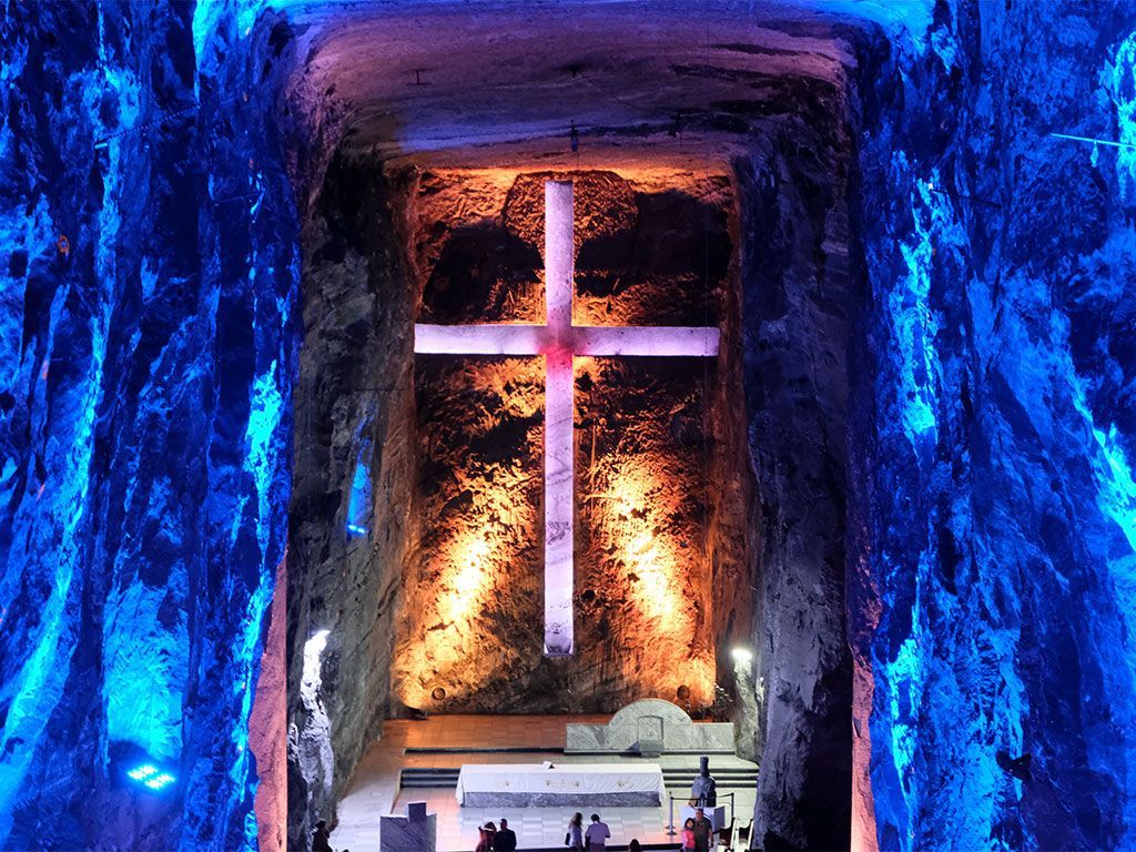 Interior de la Catedral de Sal de Zipaquirá, cerca de Bogotá